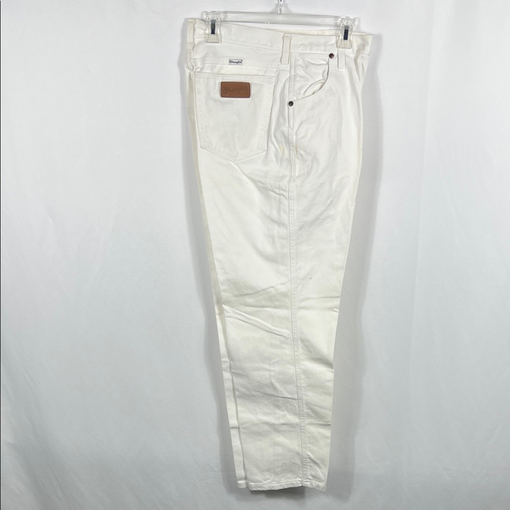 VINTAGE 90’s WRANGLER Classic‎ White Denim Jeans  Brown Patch Women’s 13/14 X 32